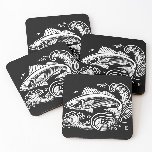 Item preview, Seabass & Waves – Japanese Ocean Linework Design designed and sold by D'riftr.