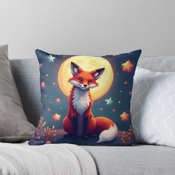 Item preview, Pixel Art Fox T-Shirt with Glowing Moon and Geometric Shapes – Digital Art Design for Apparel designed and sold by AdaMerch.