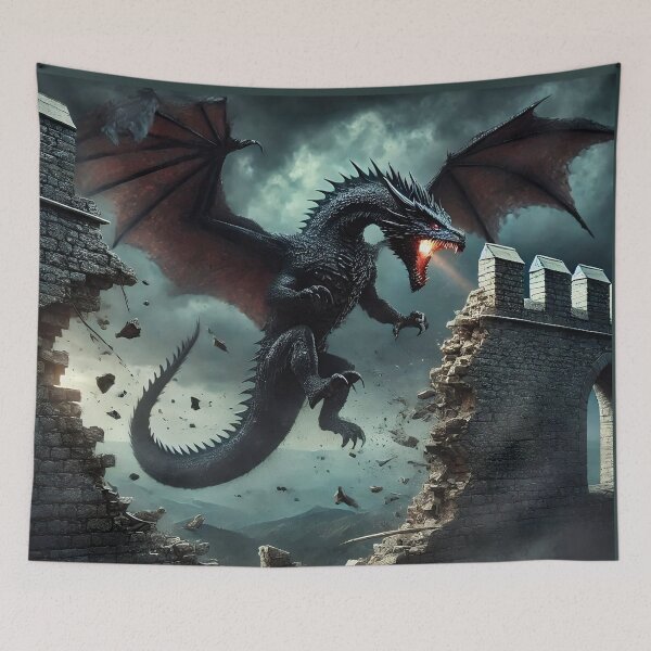Item preview, Dragon Storming the Castle Dark Fantasy Dungeon DND dandd, draco  Wings Mythical Throne  designed and sold by TheTimeTaxi.