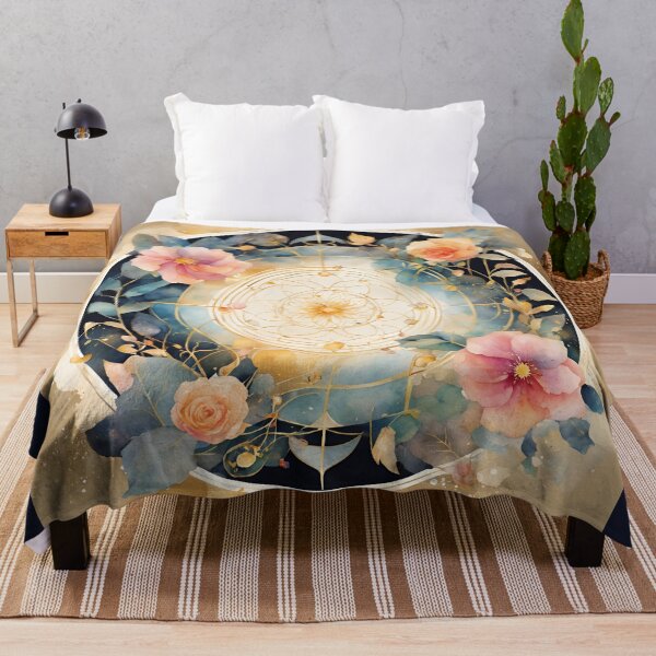 Item preview,     Watercolor Florals Pattern , Mandala ,Pastel Gold  Blue Orange,  Feminine Romantic Elegant Pattern designed and sold by KolorellaS.
