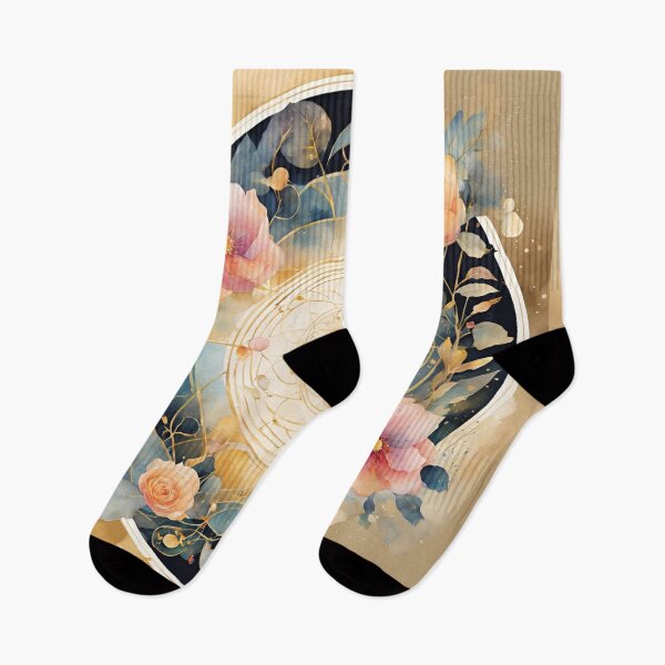 Item preview,     Watercolor Florals Pattern , Mandala ,Pastel Gold  Blue Orange,  Feminine Romantic Elegant Pattern designed and sold by KolorellaS.