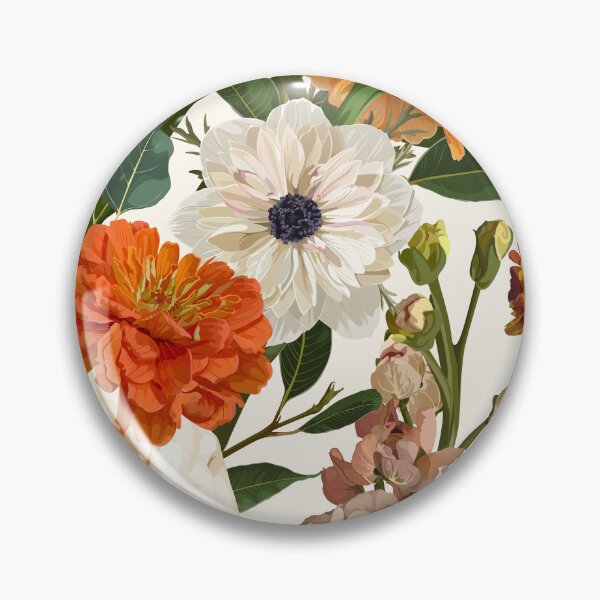 Item preview, Detailed hand drawn flowers - blooming zinnia, roses, anemone, daisy and herbs. designed and sold by MatyKotiv.