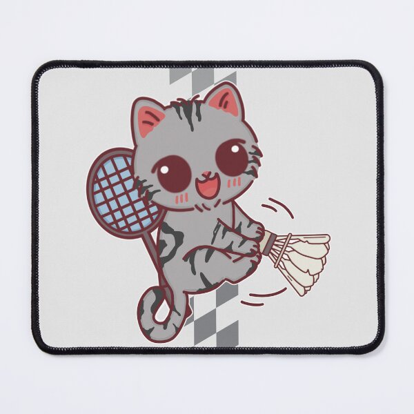 Item preview, Cute Gray Tabby Kitten Playing Badminton designed and sold by BGMeYou.