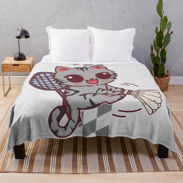 Item preview, Cute Gray Tabby Kitten Playing Badminton designed and sold by BGMeYou.