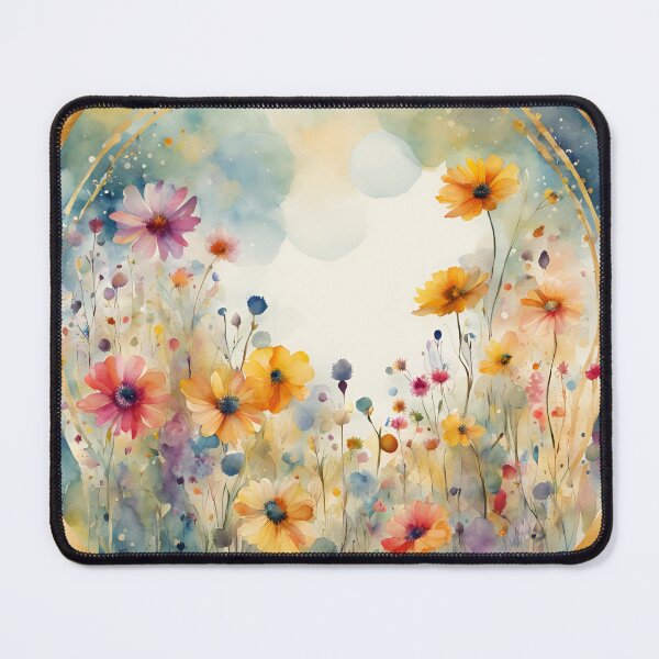 Item preview, Watercolor Florals Pattern , Flowers, Pastel Gold Blue Orange, Feminine Romantic Elegant Pattern designed and sold by KolorellaS.