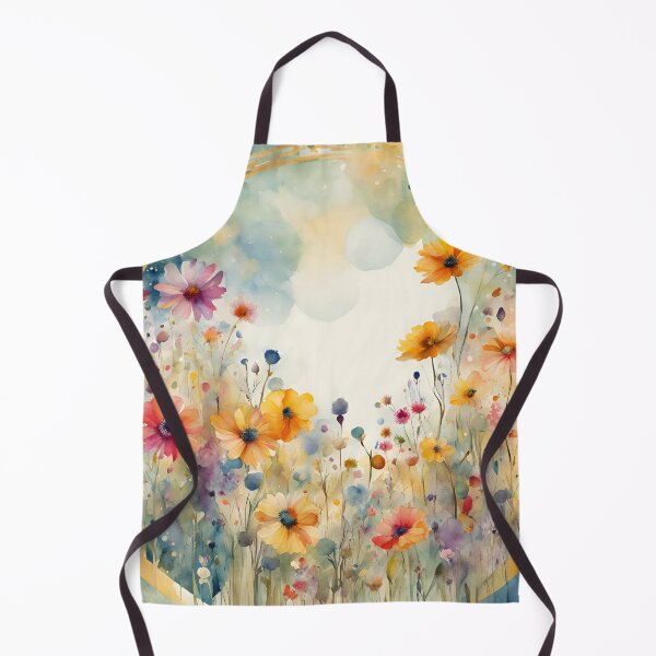 Item preview, Watercolor Florals Pattern , Flowers, Pastel Gold Blue Orange, Feminine Romantic Elegant Pattern designed and sold by KolorellaS.