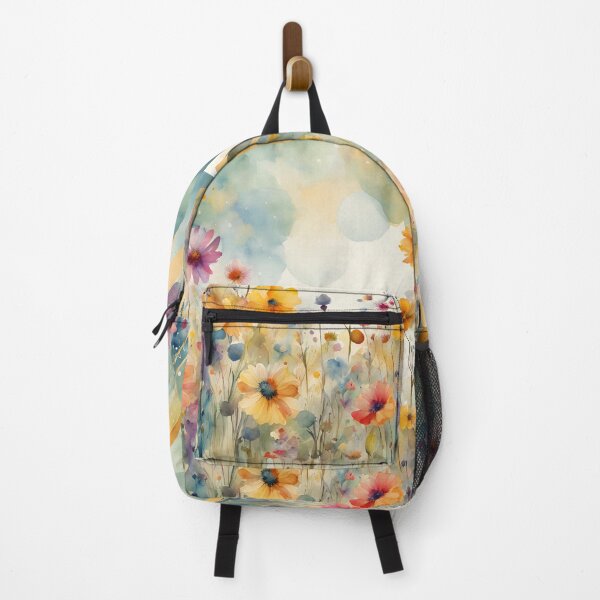 Item preview, Watercolor Florals Pattern , Flowers, Pastel Gold Blue Orange, Feminine Romantic Elegant Pattern designed and sold by KolorellaS.