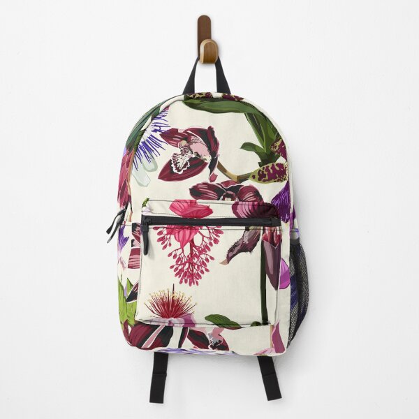 Item preview, Tropical floral seamless pattern background with exotic dark flowers, palm leaves, jungle leaf, orchid, visteriae flower, protea.  designed and sold by MatyKotiv.