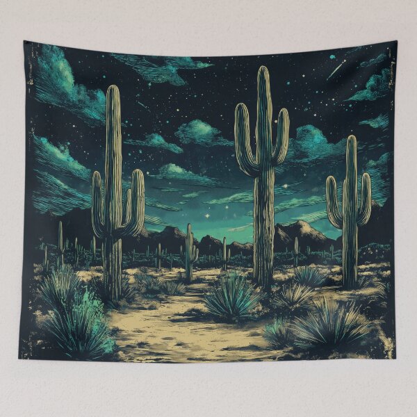 Item preview, Vintage Arizona Desert - Cacti & Stars in Teal & Green Vector designed and sold by BlissxPals.