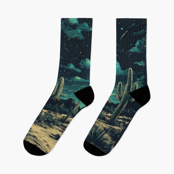 Item preview, Vintage Arizona Desert - Cacti & Stars in Teal & Green Vector designed and sold by BlissxPals.