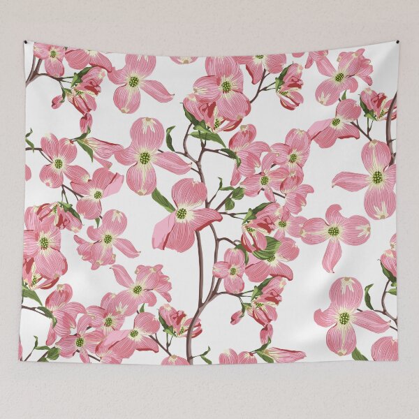 Item preview, Spring pink dogwood flowers seamless pattern. designed and sold by MatyKotiv.