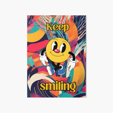 Aperçu de l'œuvre Personnage de dessin animé souriant sur fond coloré créée et vendue par VibeVerseTT.