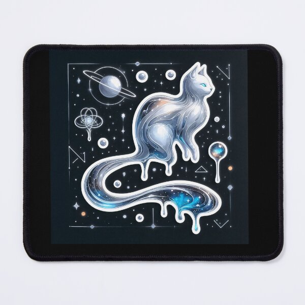 Item preview, Mystical Celestial Cat with a Tail Forming an Infinite Loop, Generating Ripples Through the Cosmic Tapestry of Reality designed and sold by All-Of-Art.