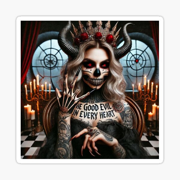 Vista previa del artículo con la obra «Reina brutal de la dualidad: el bien y el mal en cada corazón», diseñado y vendido por VoodooStore.