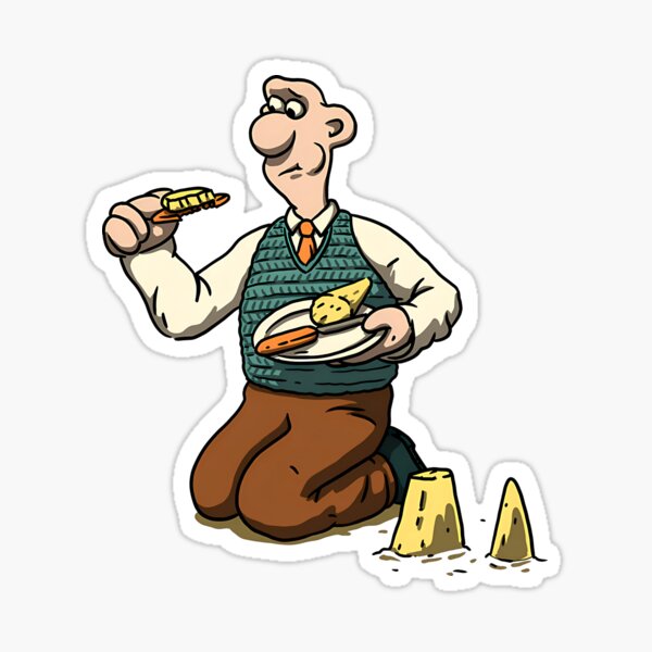 Vista previa del artículo con la obra «Wallace y Gromit: un gran día al aire libre Moon Cheese», diseñado y vendido por Chilled Peak.