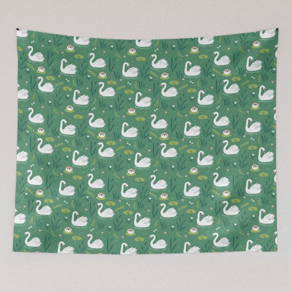 Item preview, white swans on a pond designed and sold by burbura.