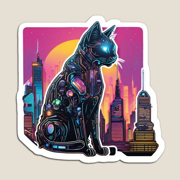 Item preview, Cyber Cat Cult Futuristic Neon Artwork designed and sold by DKA-2ndBoy.