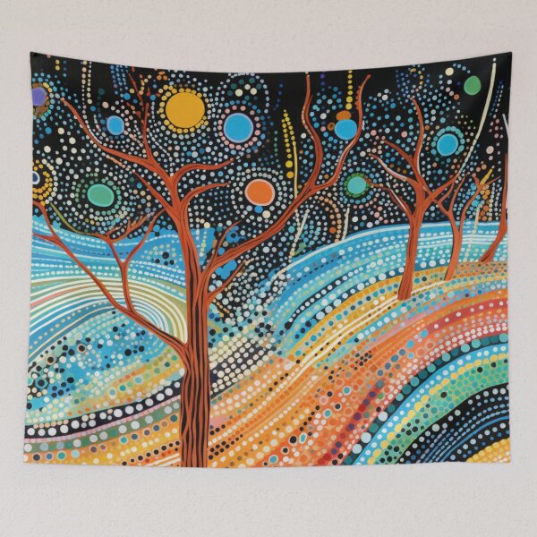 Item preview, Aboriginal Inspired Dot Art - In a Wonderful Forest at Night designed and sold by GrinGalore.