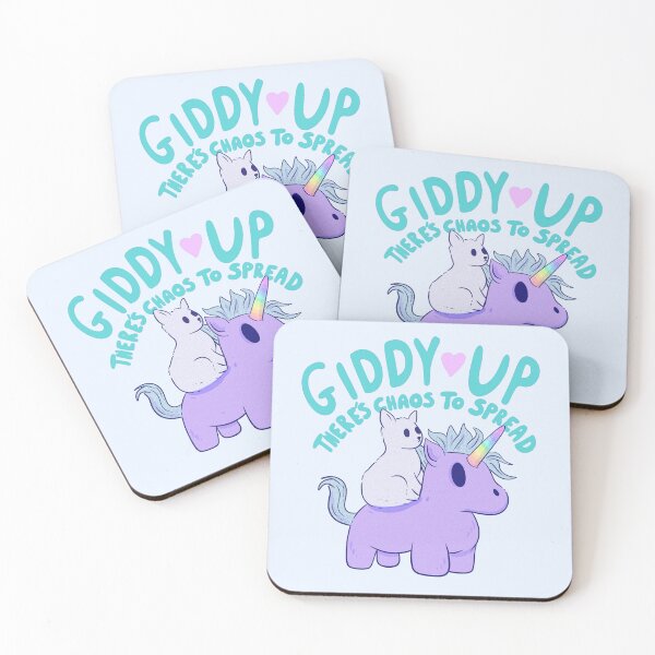 Item preview, Cute Cat Riding Unicorn - Giddy Up, There’s Chaos to Spread-blue designed and sold by Jess.a.creates.