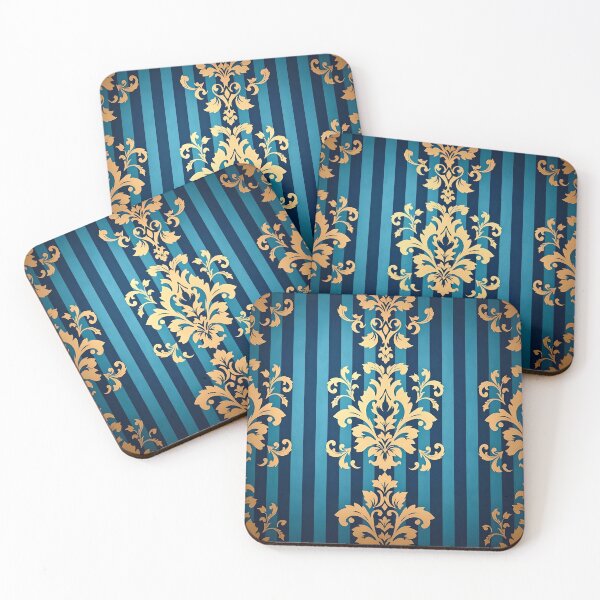 Item preview, Turquoise & Blue Gold Ombre Damask designed and sold by DesignsByPrnces.