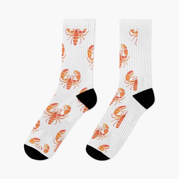Item preview, A watercolor pattern of orange lobsters / crayfish designed and sold by Hillary Holt.