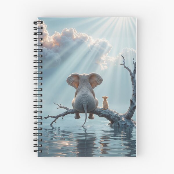 Item preview,  elephant and dog sit on a tree escaping from the flood designed and sold by Mike Kiev art.