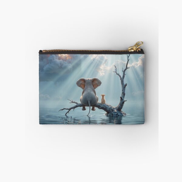 Item preview,  elephant and dog sit on a tree escaping from the flood designed and sold by Mike Kiev art.