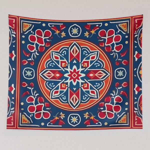 Item preview, Khayamiya Ramadan In blue and orange Tapestries designed and sold by vanilla art.