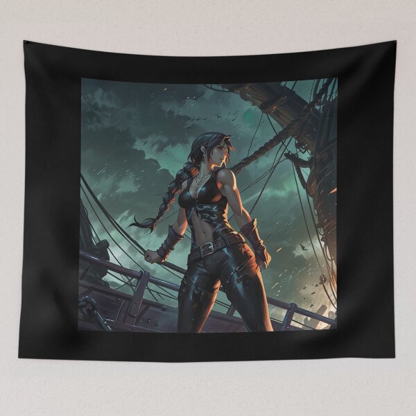 Item preview, Vintage Manga style Dark Haired fit Pirate Queen Anne Bonney vintage Anime Manga Illustration designed and sold by Vintage Designs +.