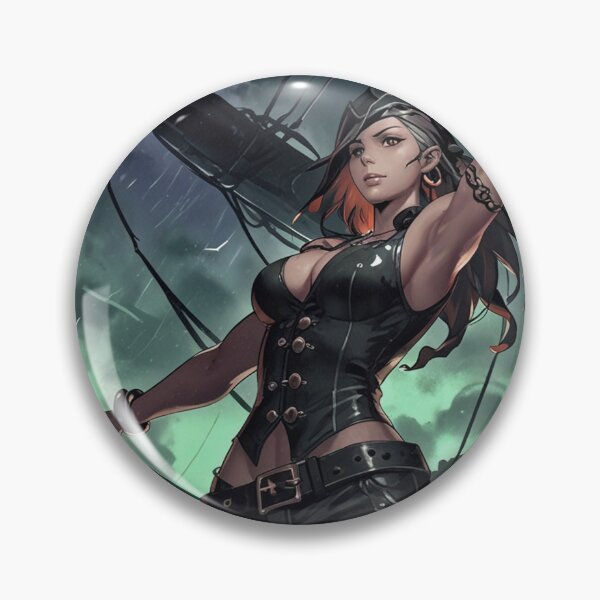 Item preview, Vintage Manga style Dark Haired fit Pirate Queen Anne Bonney vintage Anime Manga Illustration designed and sold by Vintage Designs +.