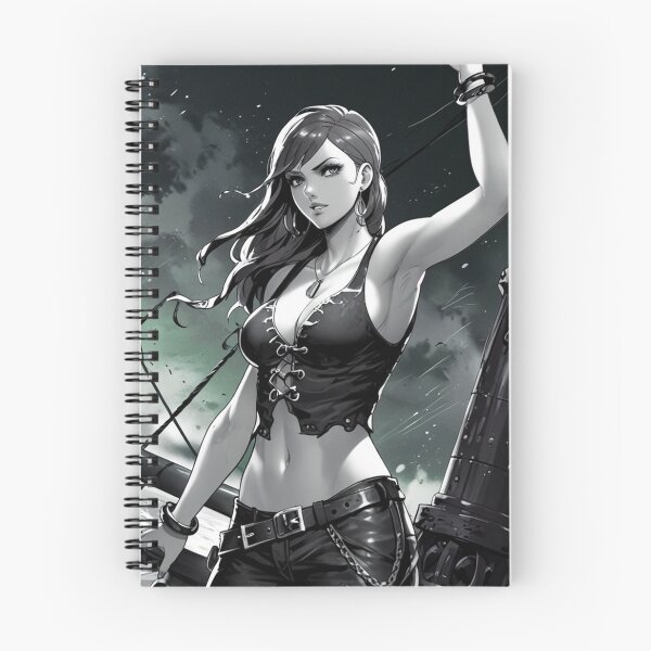 Item preview, Vintage Manga style Dark Haired fit Pirate Queen Anne Bonney vintage Anime Manga Illustration designed and sold by Vintage Designs +.