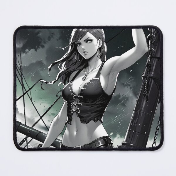 Item preview, Vintage Manga style Dark Haired fit Pirate Queen Anne Bonney vintage Anime Manga Illustration designed and sold by Vintage Designs +.