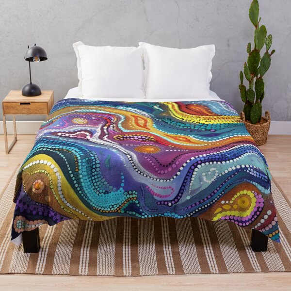 Item preview, Aboriginal Inspired Dot Art - With Waves Of Bright Colors designed and sold by GrinGalore.