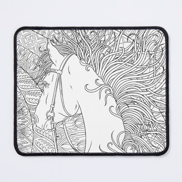 Item preview, Fantasy Horse with Flowing Mane Coloring Art designed and sold by AnnaHlushkoArt.