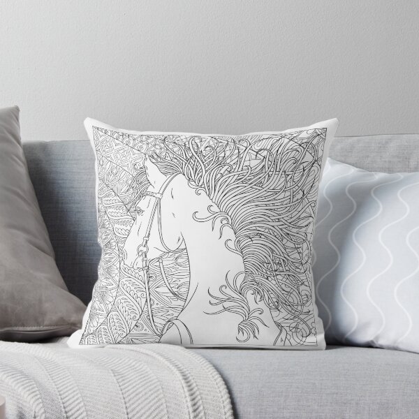 Item preview, Fantasy Horse with Flowing Mane Coloring Art designed and sold by AnnaHlushkoArt.