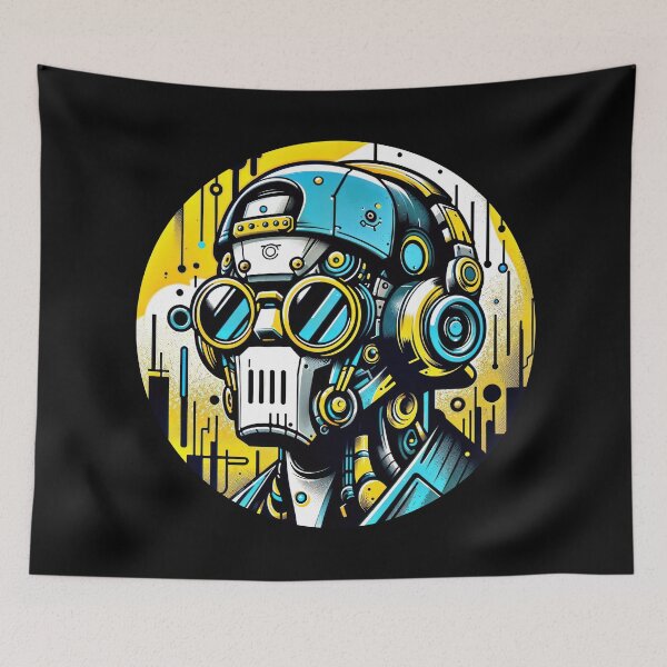 Item preview, Futuristic Robot DJ with Cyberpunk Vibes and Neon Accents designed and sold by DopeVibeStuff.