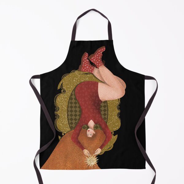 Item preview, Redheaded woman with star in hands upside down in red dress goes beyond the limits designed and sold by Grin Katalina Floral Patterns & Cozy Art.