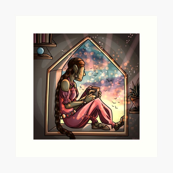 Vista previa del artículo con la obra «Chica en la ventana», diseñado y vendido por RedFire-Art.