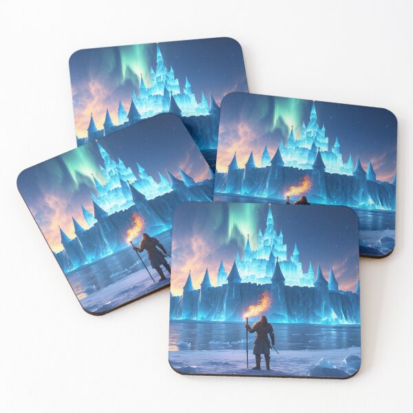 Item preview, Icy Fortress Over Crystalline Lake, Warrior Defies Frost designed and sold by Astraliscape.