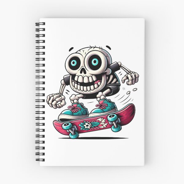 Item preview, Colorful Skull Skateboarder Performing a Trick in Detailed Cartoon Style designed and sold by dreampik.