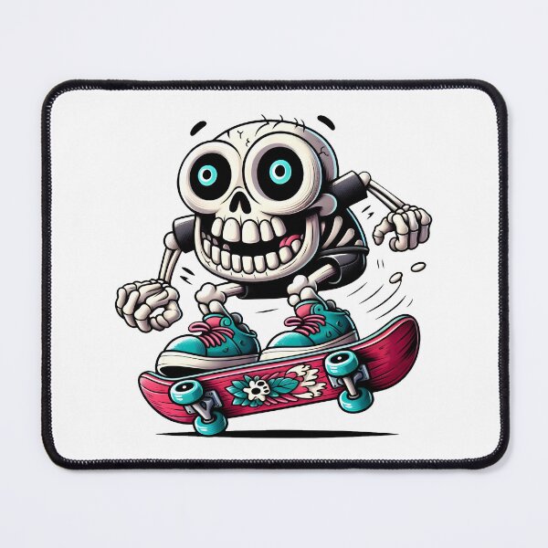 Item preview, Colorful Skull Skateboarder Performing a Trick in Detailed Cartoon Style designed and sold by dreampik.