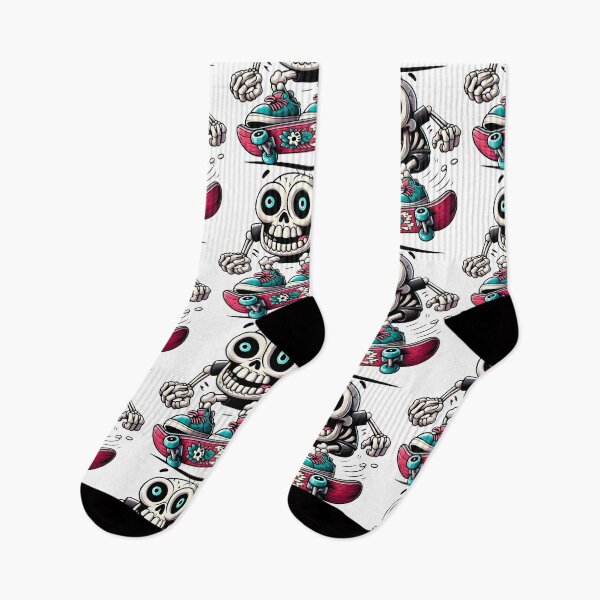 Item preview, Colorful Skull Skateboarder Performing a Trick in Detailed Cartoon Style designed and sold by dreampik.