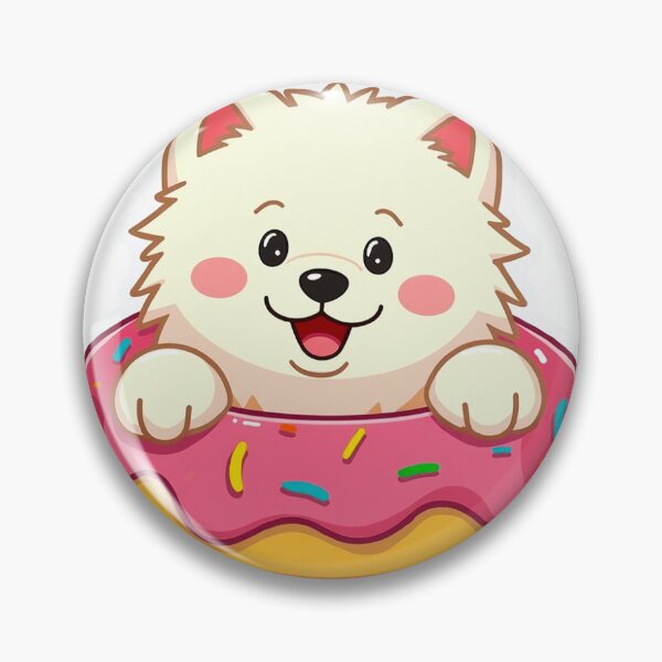 Item preview, Sticker of a Cute Fluffy Samoyed Sitting in a Donut  designed and sold by AnimalArtPro.