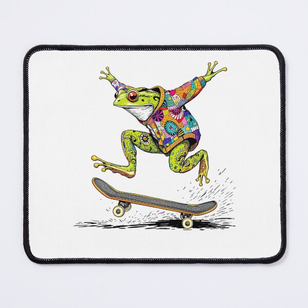 Item preview, Modern Trendy colourful wildflowers Skateboarding Frog  Cute Froggy on a Skateboard  designed and sold by SOUFIANE1991.