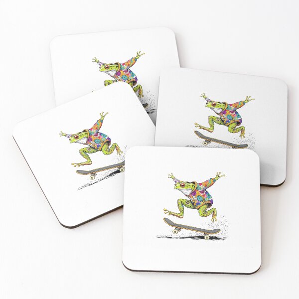 Item preview, Modern Trendy colourful wildflowers Skateboarding Frog  Cute Froggy on a Skateboard  designed and sold by SOUFIANE1991.