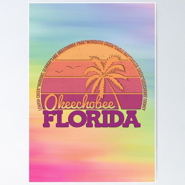 Item preview, Logotipo retro vintage del orgullo local de Okeechobee, Florida, al atardecer designed and sold by CRHPOD20.