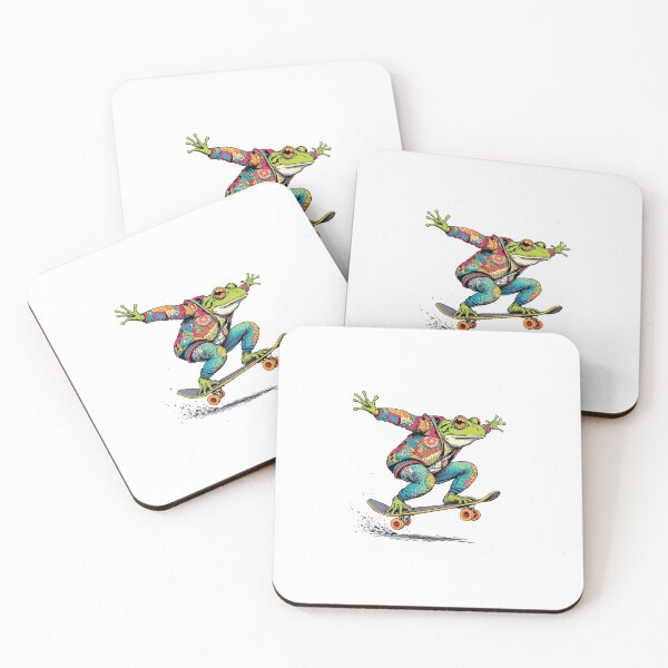 Item preview, Modern Trendy colourful wildflowers Skateboarding Frog  Cute Froggy on a Skateboard  designed and sold by SOUFIANE1991.