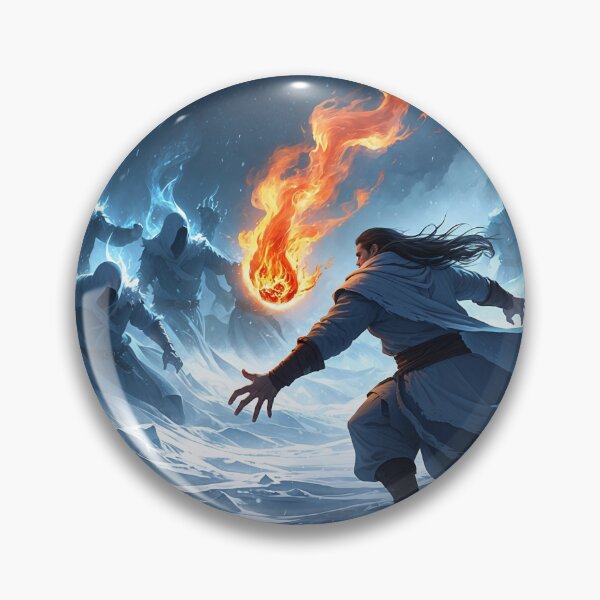 Item preview, Inferno Rising Amid Frost: Blizzard Battle Unleashed designed and sold by Astraliscape.