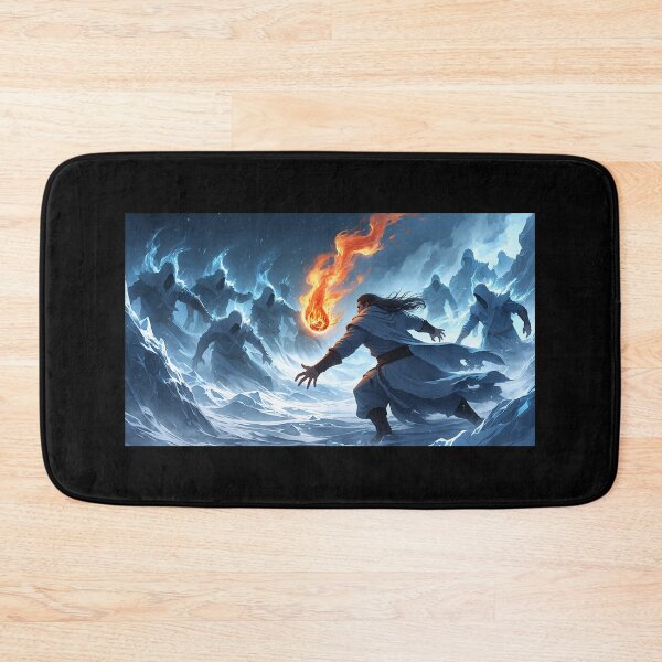 Item preview, Inferno Rising Amid Frost: Blizzard Battle Unleashed designed and sold by Astraliscape.