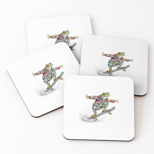 Item preview, Modern Trendy colourful wildflowers Skateboarding Frog  Cute Froggy on a Skateboard  designed and sold by SOUFIANE1991.